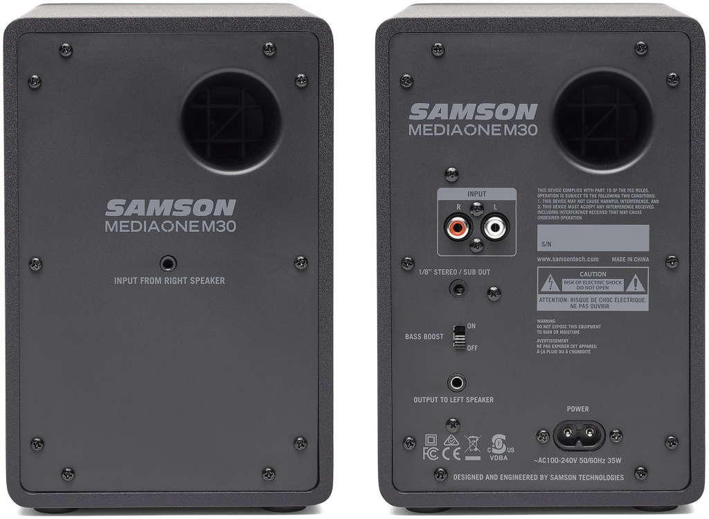 Задняя панель мониторов SAMSON MediaOne M30